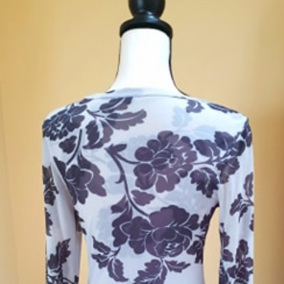 ~Pretty Floral Fitted Mesh Tunic Shirt~ - Picture 4 of 6